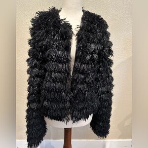 Trendy black fluffy coat